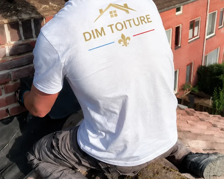 Couvreur de Dim Toiture posant des tuiles sur un toit à Cachan
