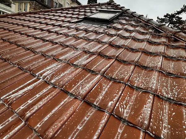Tuiles nettoyées après démoussage complet de la toiture