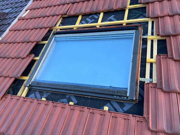 Fenêtre de toit Velux posée dans une couverture en tuiles